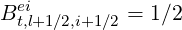 Bei         = 1∕2
 t,l+1∕2,i+1∕2
