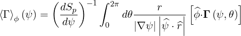           (    ) -1∫ 2π              [        ]
⟨Γ ⟩ (ψ) =  dSp-        dθ----r|---|- ^ϕ⋅Γ (ψ,θ)
   ϕ        dψ      0     |∇ψ |||ψ^⋅^r||
